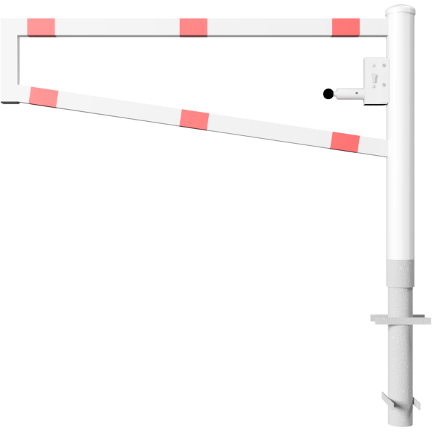 Swiveling gates | for casting in concrete, hot-dip galvanized and white coated with red reflecting stripes | total width: 1500 mm | with Euro profile cylinder lock